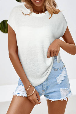 LDC Stream Solid Color Sweater Tee with Side Slits