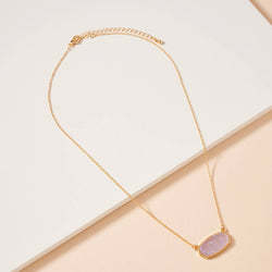 Druzy Stone Charm Short Necklace