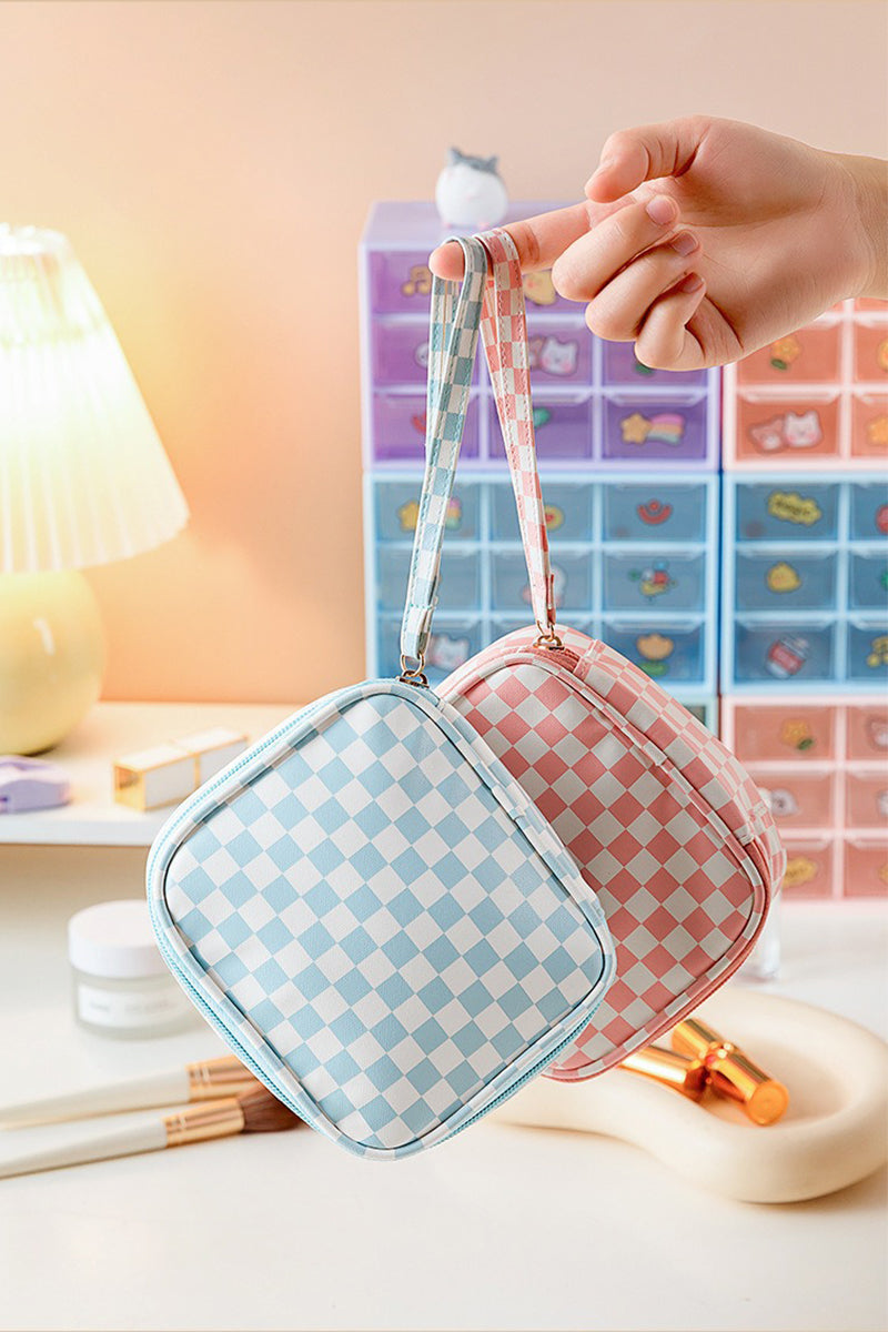 Checkered Cosmetic Makeup Travel Case