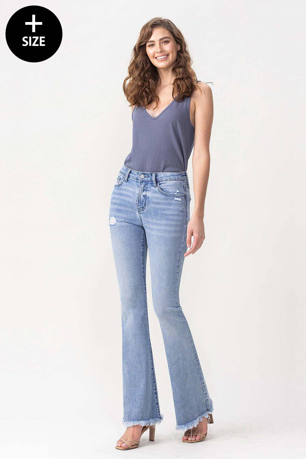 LOVERVET PLUS SIZE HIGH RISE FLARE JEAN LV1041-P