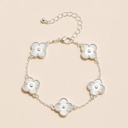 Gold Mother of Pearl Clover Bracelet & Necklace – Elegant Four-Leaf Clover Jewelry