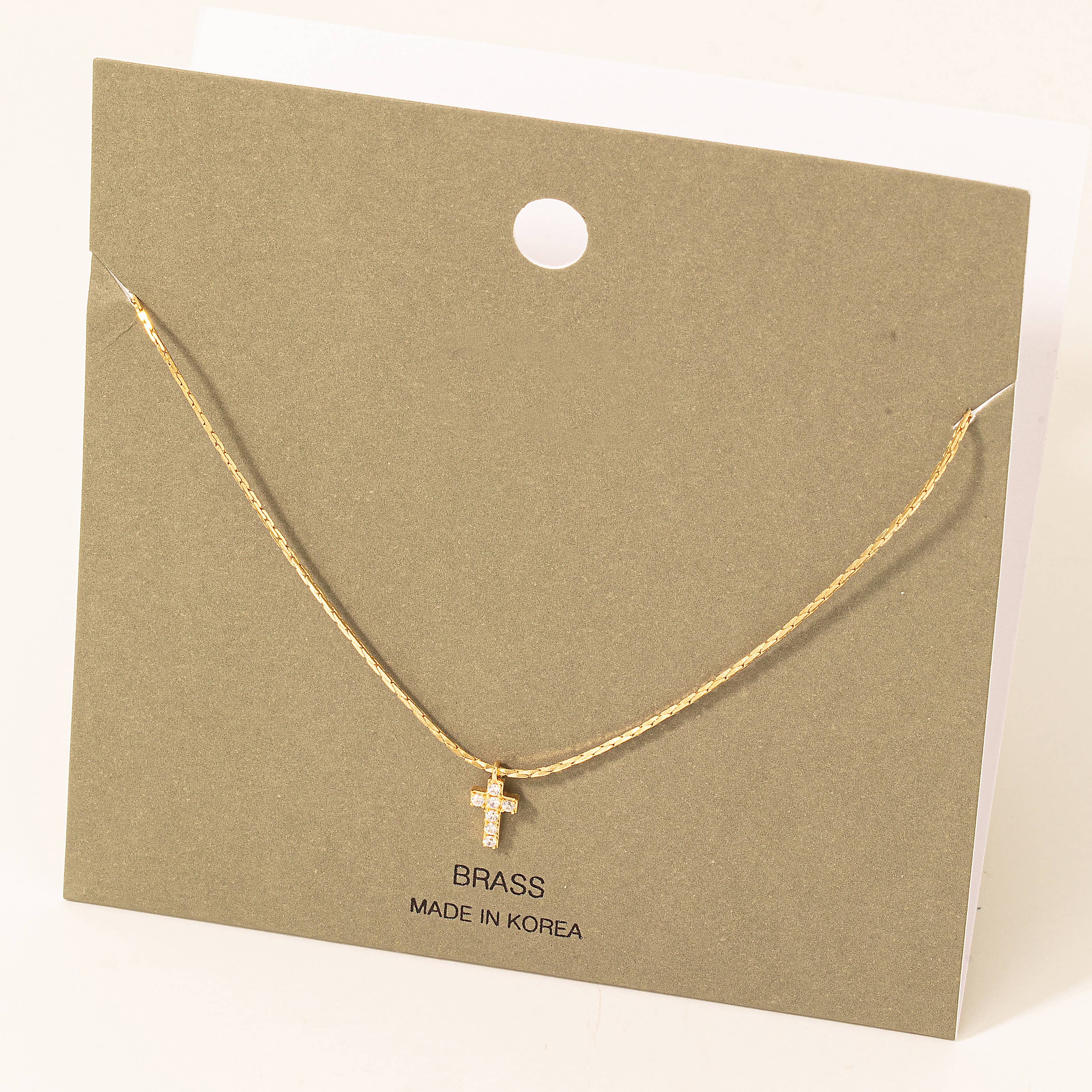 Rhinestone Pave Cross Pendant Necklace