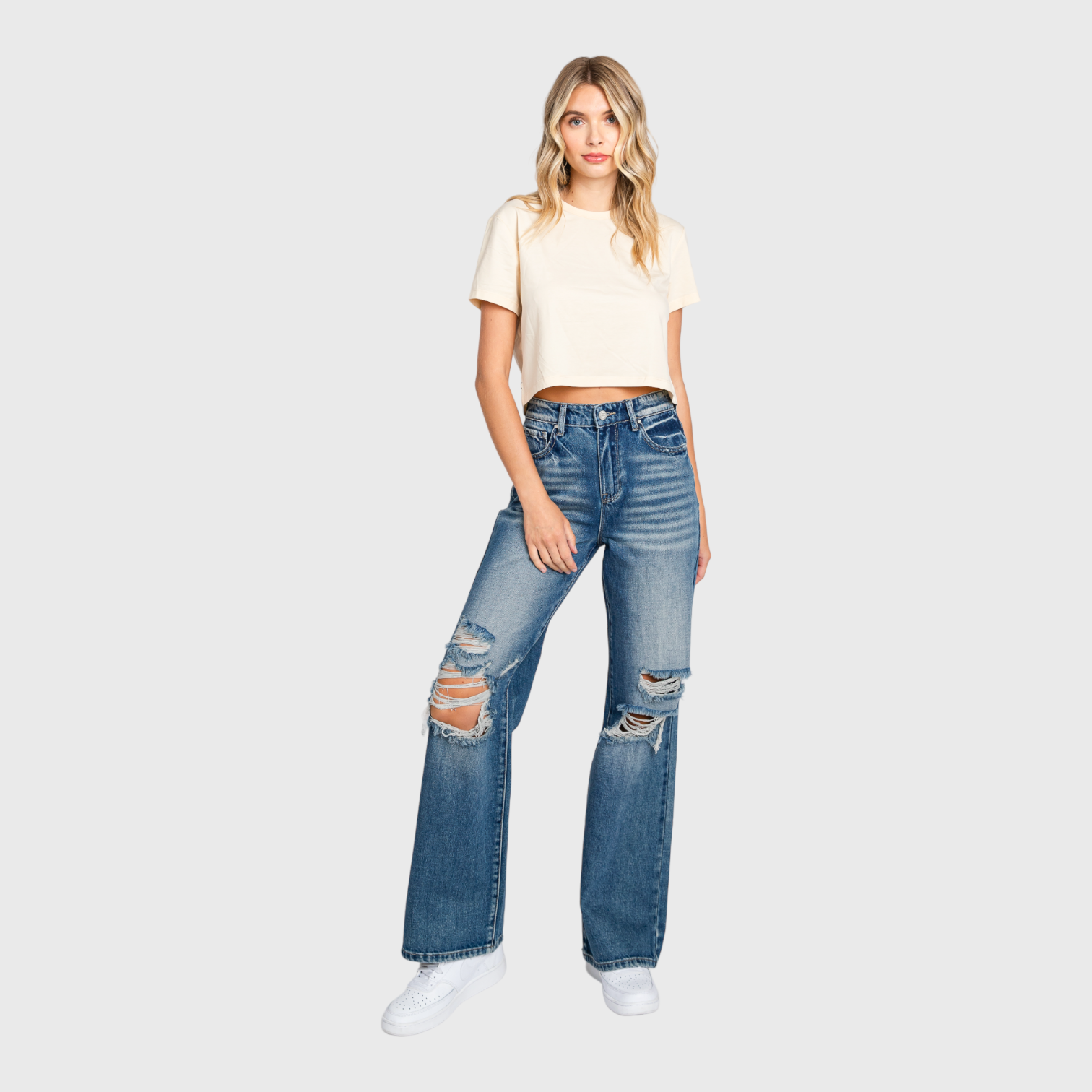 PETRA (DISTRESSED HIGH RISE RIGID VINTAGE FLARE JEANS)