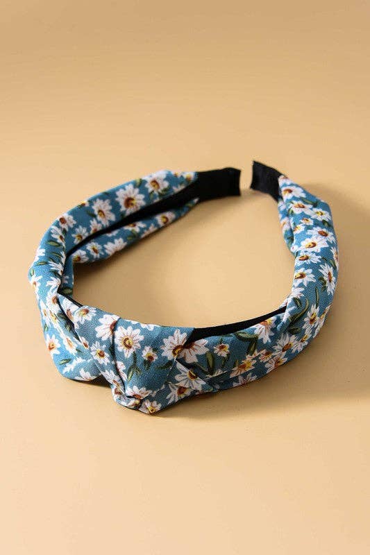 FLOWER PRINT KNOTTED HAIR BAND