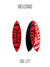 Black Metal and Red Glitter Gameday Football 2" Earrings