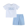 Kids Bunny Family Smocked Tee and Blue Gingham Shorts Set