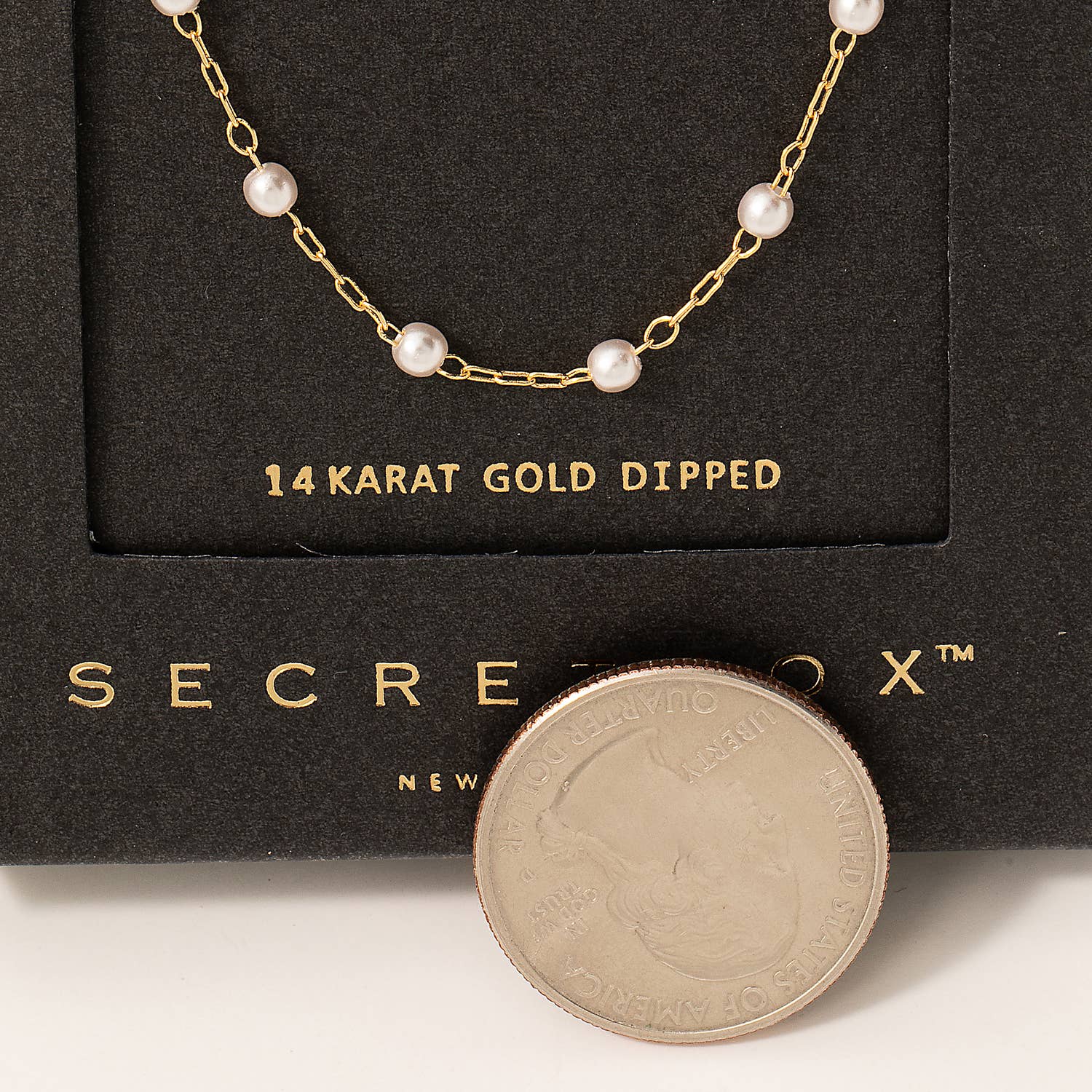 Secret Box Chain Pearl Station Necklace