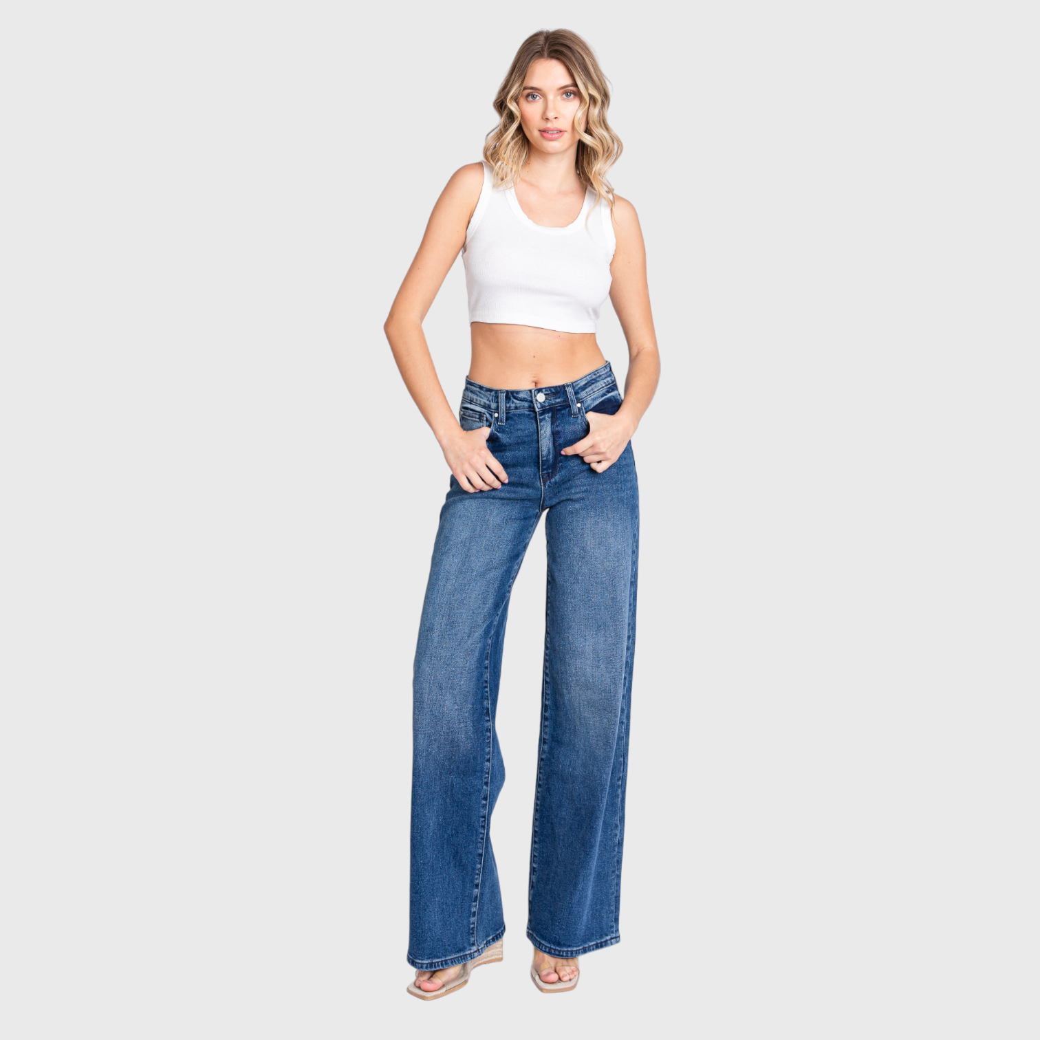 PETRA HIGH RISE COMFORT STRETCH WIDE LEG JEANS