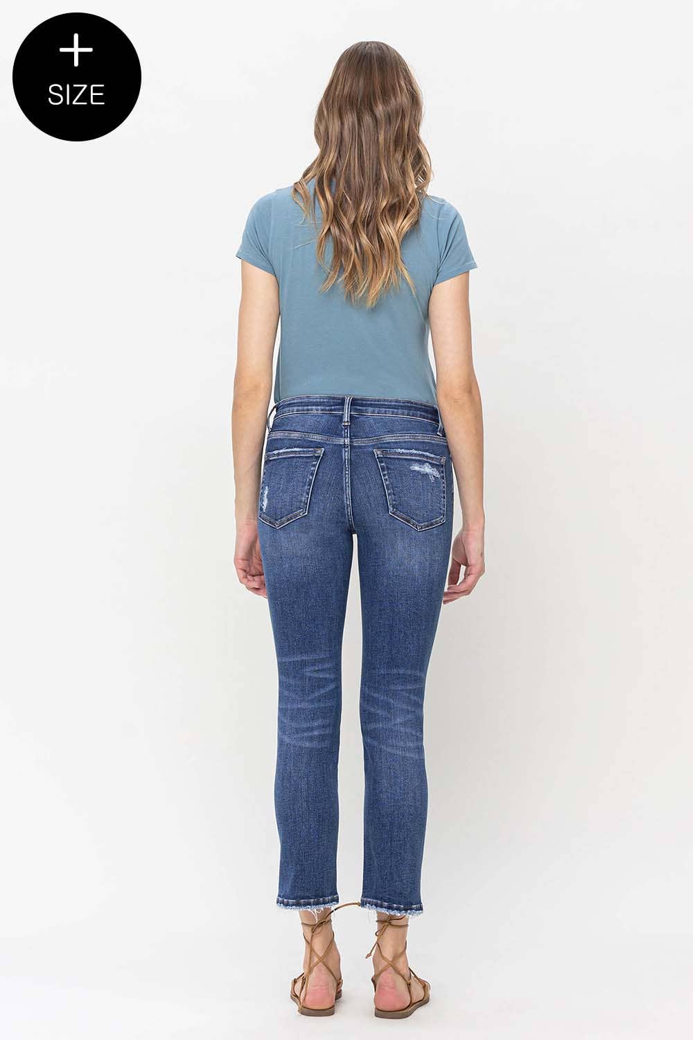 LOVERVET PLUS SIZE MID RISE CROP SLIM STRAIGHT JEANS LV1133-P