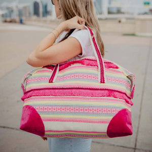 Magenta Frilled Multicolored Weekender