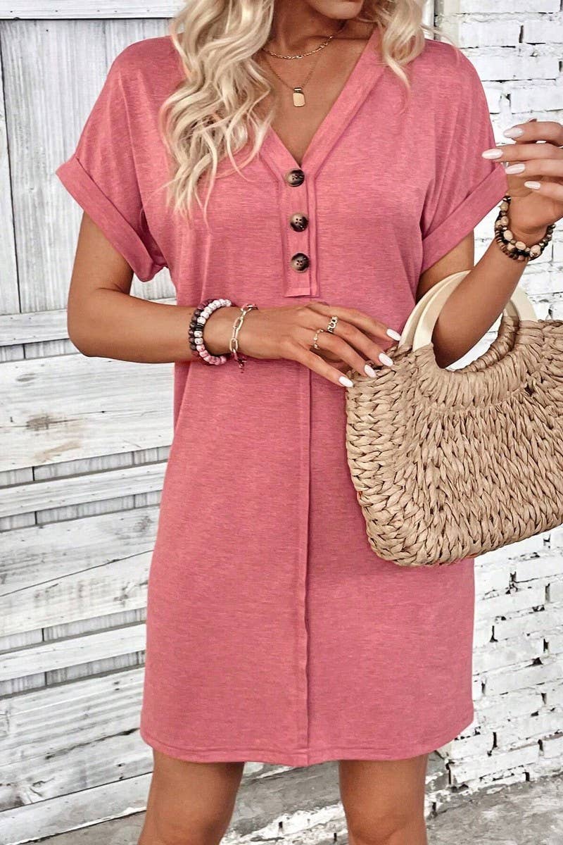 V-NECK RAGLAN SLEEVE DRESS