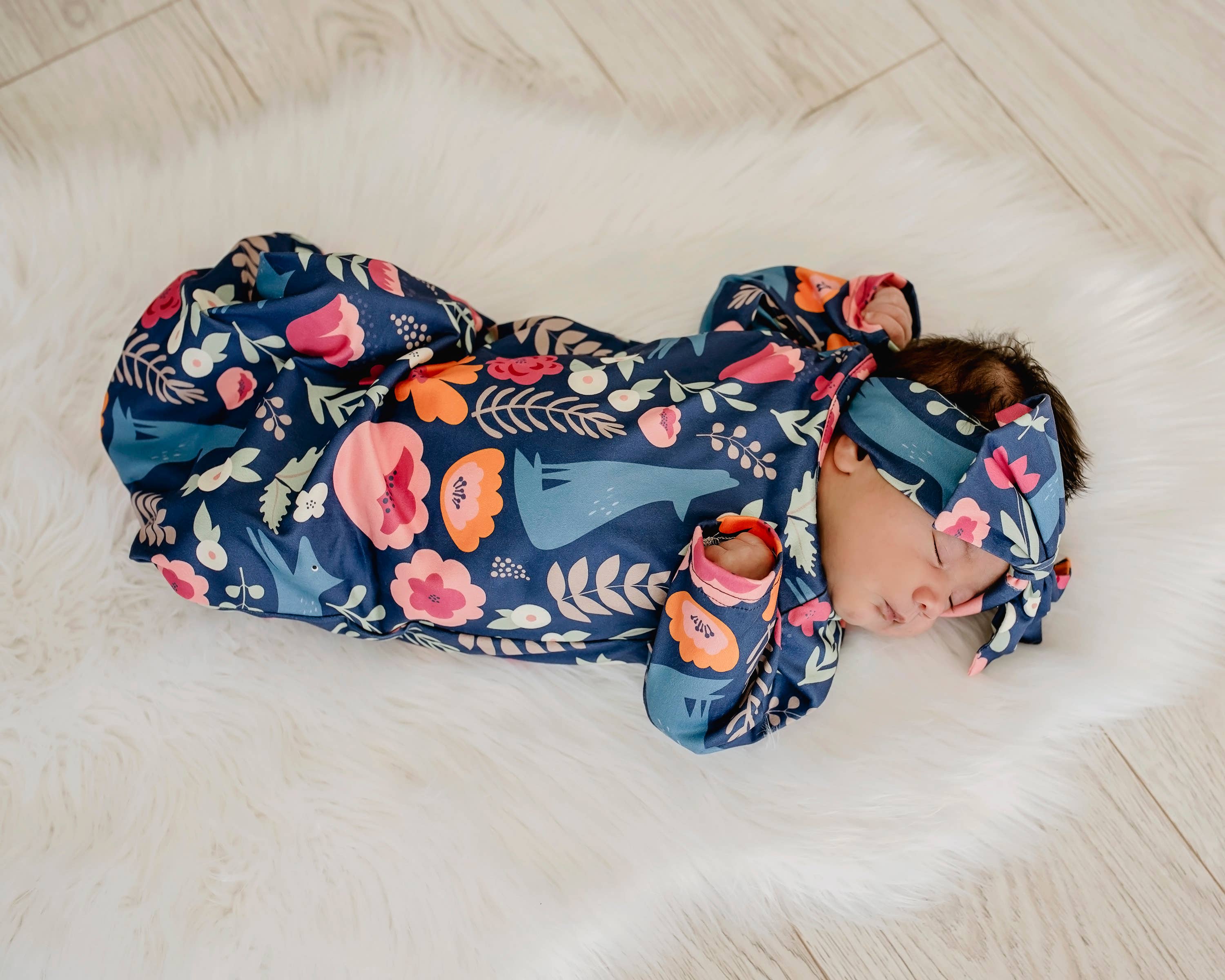 Infant Girls Fox Baby Gown and Bow Headband