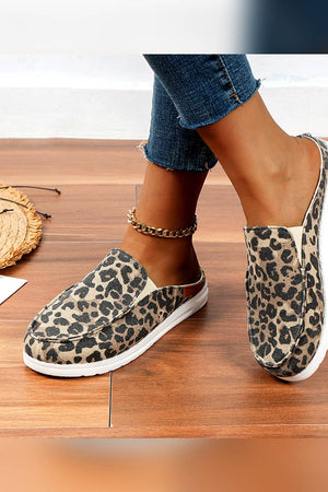 YYTY002 Casual Print Canvas Flat Half Slip On Shoes