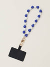 Phone Holder Blue and White Wood Beaded Phone Wristlet, Great for Gameday!