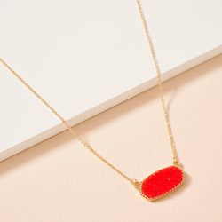 Druzy Stone Charm Short Necklace
