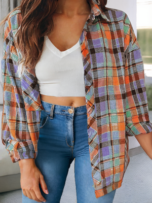 LDC Plaid Print Loose Shirt