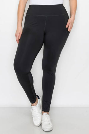 Plus High Waist Long Plus Yoga Pants With Side Pockets