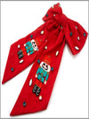 Red Hair Bow with Seed Bead Nutcracker