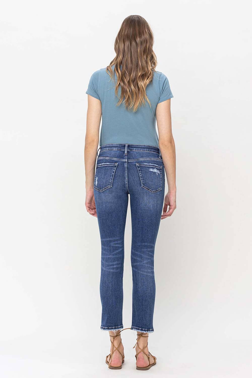 LOVERVET MID RISE CROP SLIM STRAIGHT JEANS LV1133