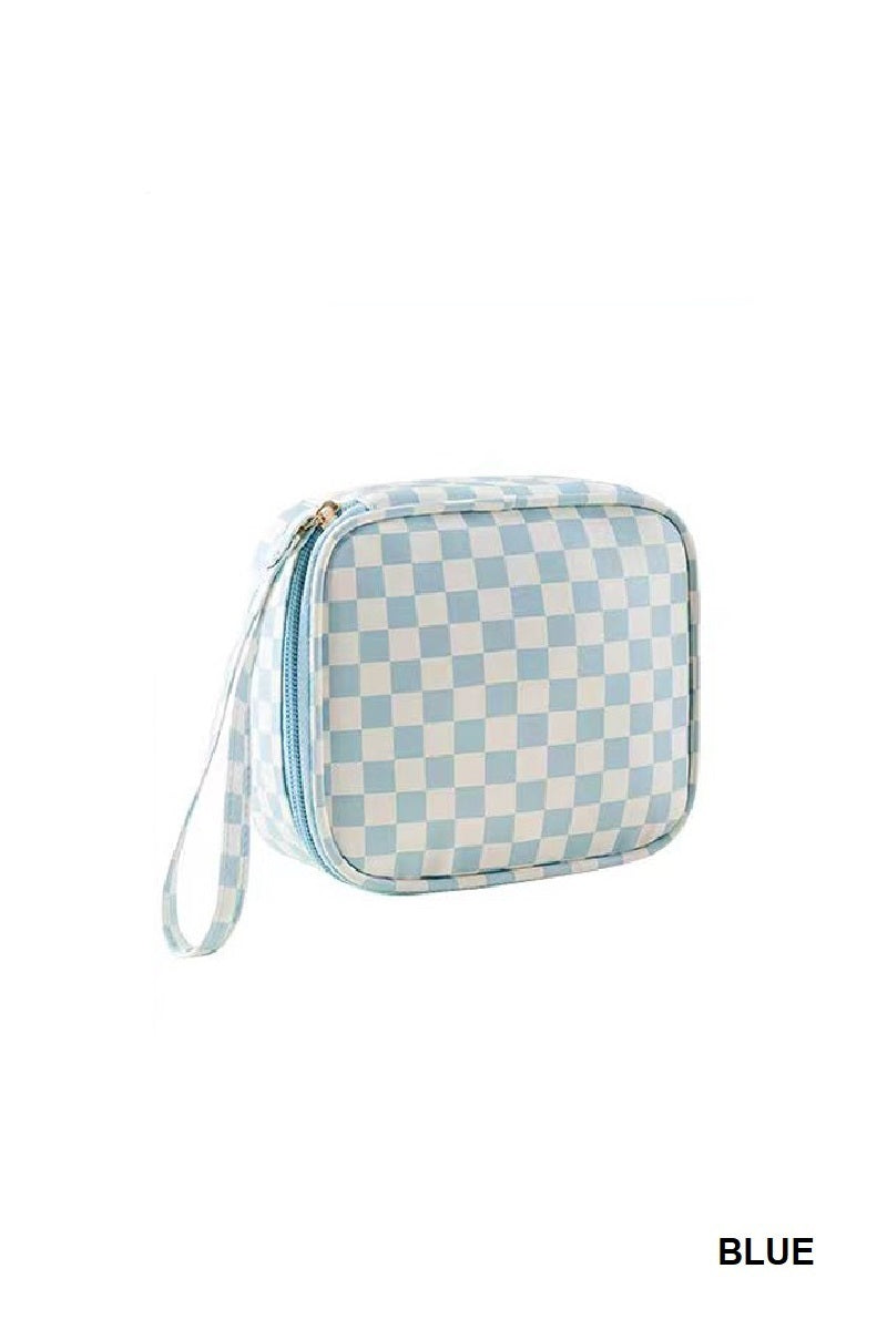 Checkered Cosmetic Makeup Travel Case