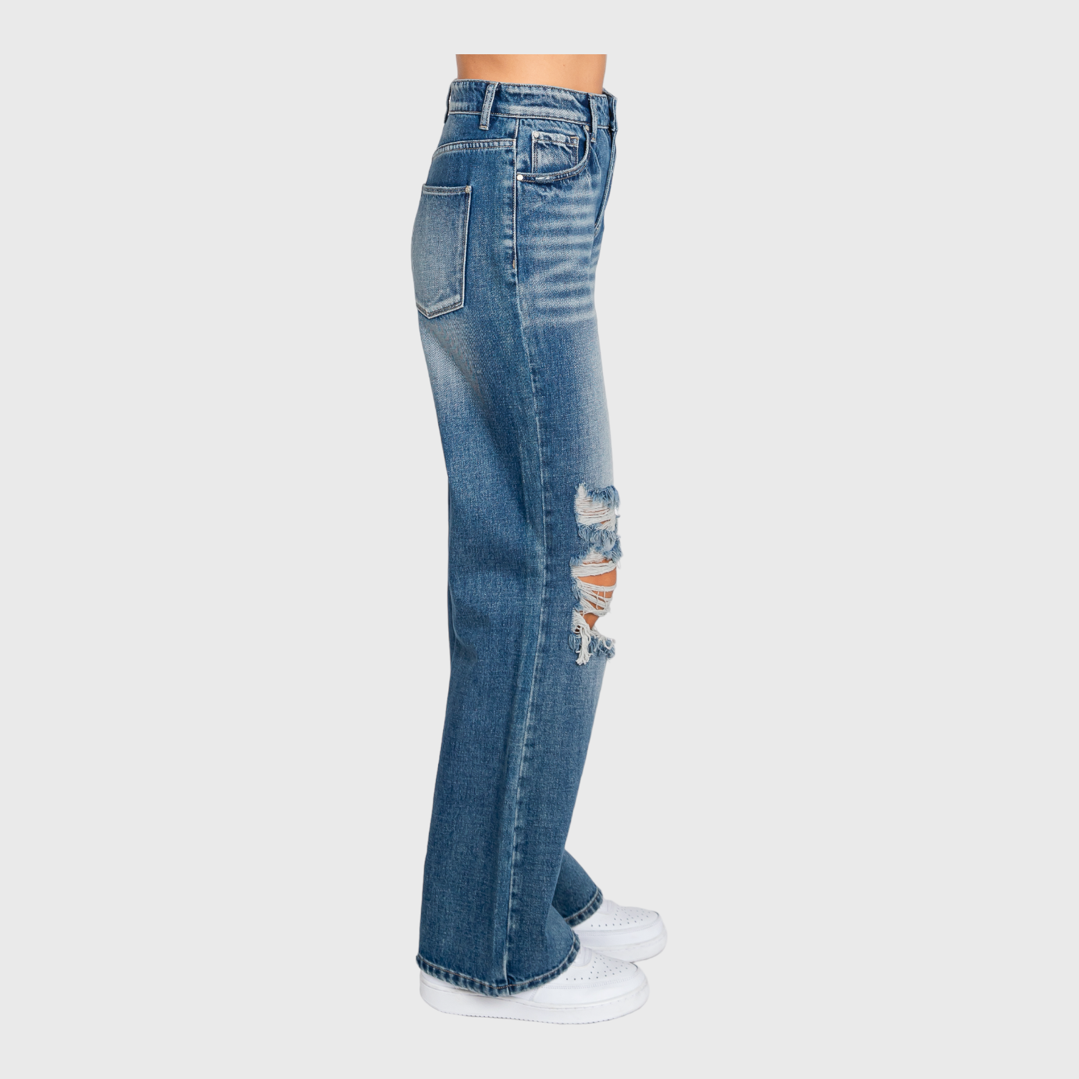 PETRA (DISTRESSED HIGH RISE RIGID VINTAGE FLARE JEANS)