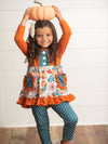 Kids Sage & Pumpkin Ruffle Pocket Polka Dot Fall Pant Set