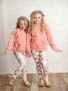 Kids Terra Cotta Ruffle Hoodie and Check Leggings Fall Set