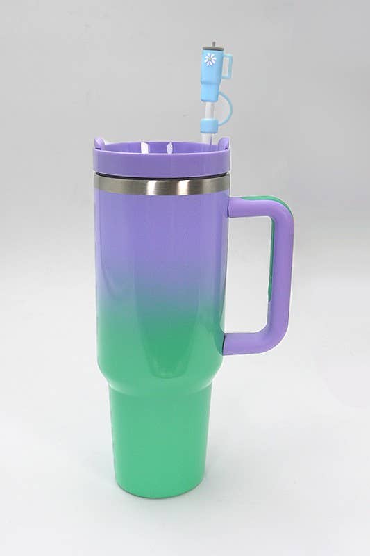 40oz CLOUD FLOWER RAINBOW TUMBLER STRAW COVER CAP