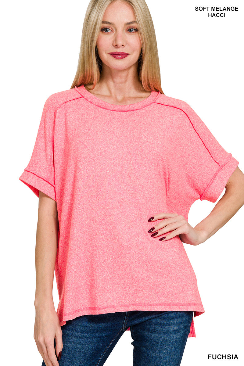 SOFT MELANGE SHORT SLEEVE HI-LOW TEE