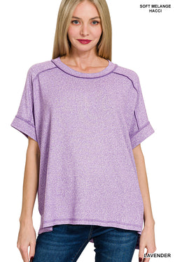 SOFT MELANGE SHORT SLEEVE HI-LOW TEE