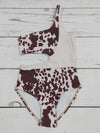 Girls Cow Print Swimsuit