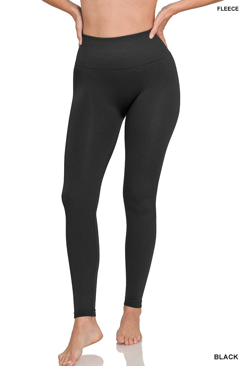 High Waist Diamond Shape Band Fleece Leggings