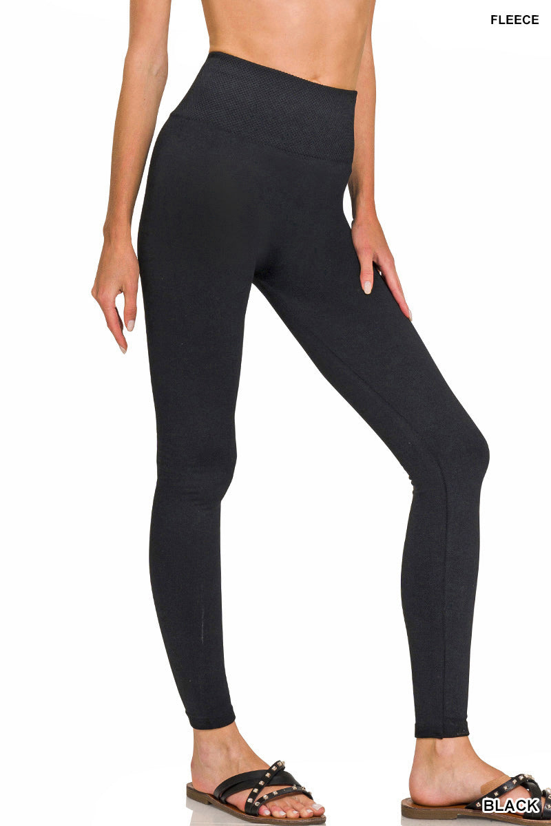 High Waist Diamond Shape Band Fleece Leggings