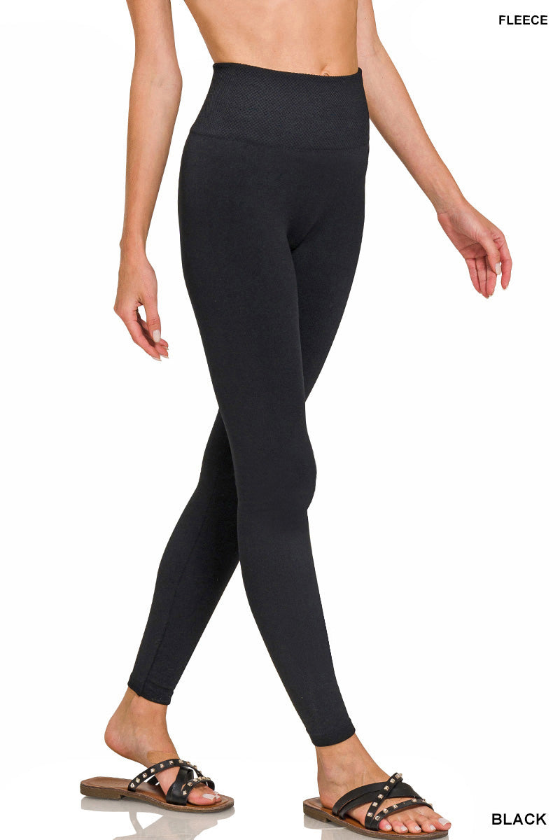 High Waist Diamond Shape Band Fleece Leggings