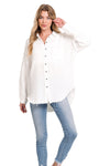 Double Gauze Oversized Raw Edge Shirt