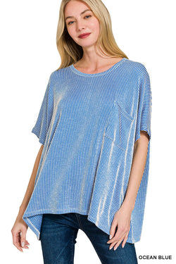 Corded Rib Oversized Short-Sleeve Top