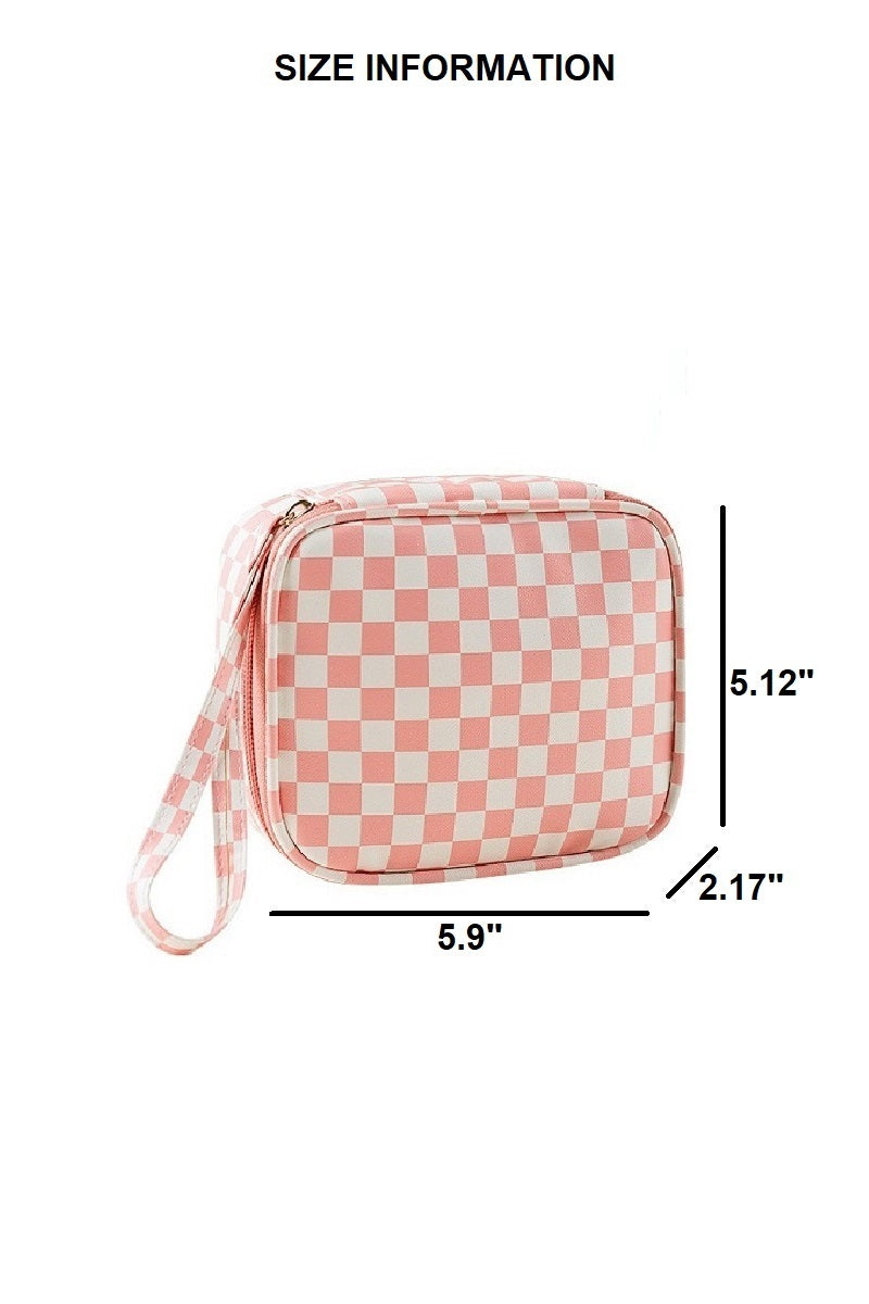 Checkered Cosmetic Makeup Travel Case