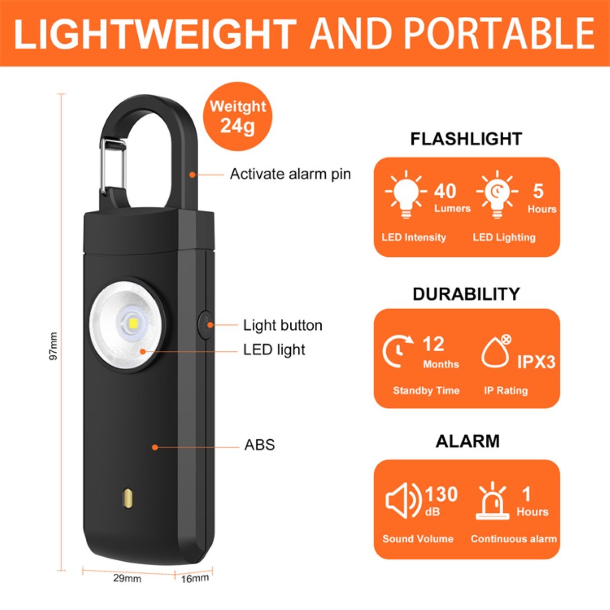 Personal Safety Alarm and Flashlight