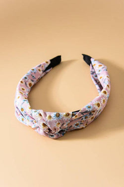 FLOWER PRINT KNOTTED HAIR BAND