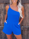 One Shoulder Invisible Zip Side Pocketed Romper