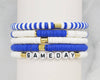 Royal Blue and White Gameday Set of 5 Stretch Bracelets