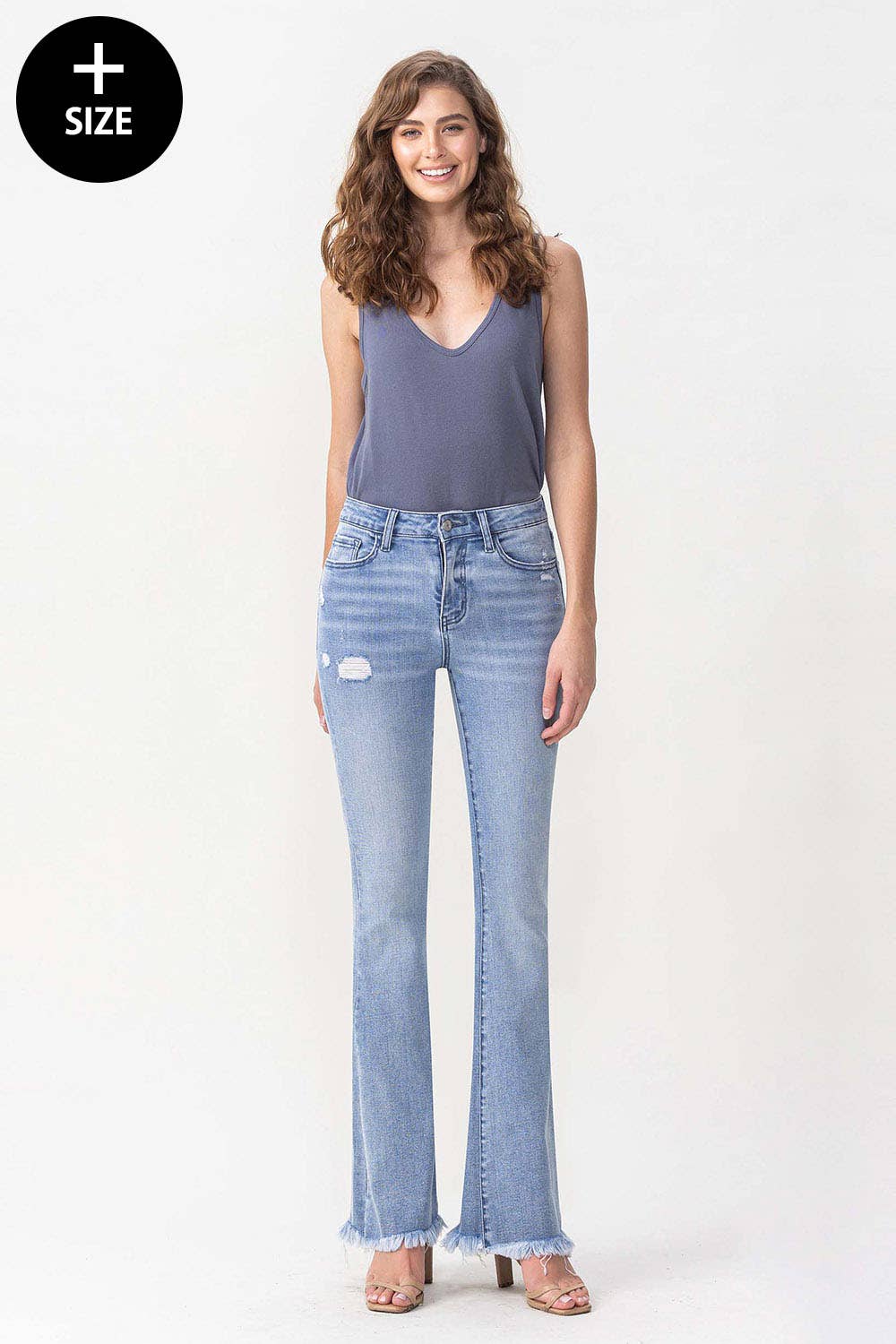 LOVERVET PLUS SIZE HIGH RISE FLARE JEAN LV1041-P