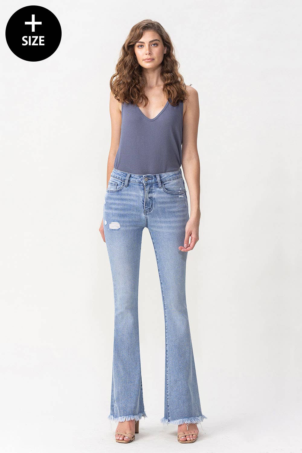 LOVERVET PLUS SIZE HIGH RISE FLARE JEAN LV1041-P