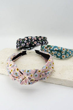 FLOWER PRINT KNOTTED HAIR BAND