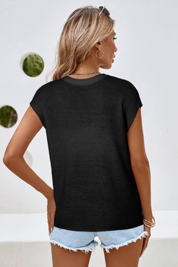 LDC Stream Solid Color Sweater Tee with Side Slits