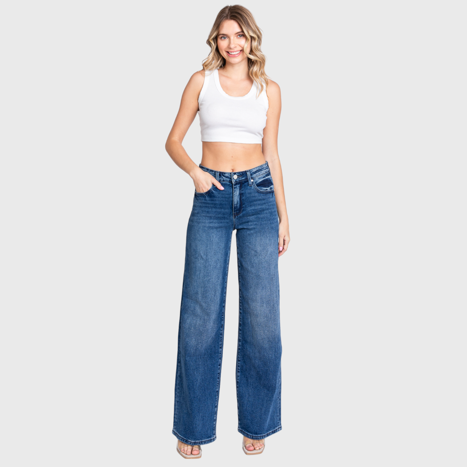 PETRA HIGH RISE COMFORT STRETCH WIDE LEG JEANS