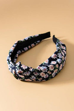 FLOWER PRINT KNOTTED HAIR BAND
