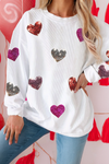 LDC Valentines Heart Patched Pattern Pullover Sweatshirt