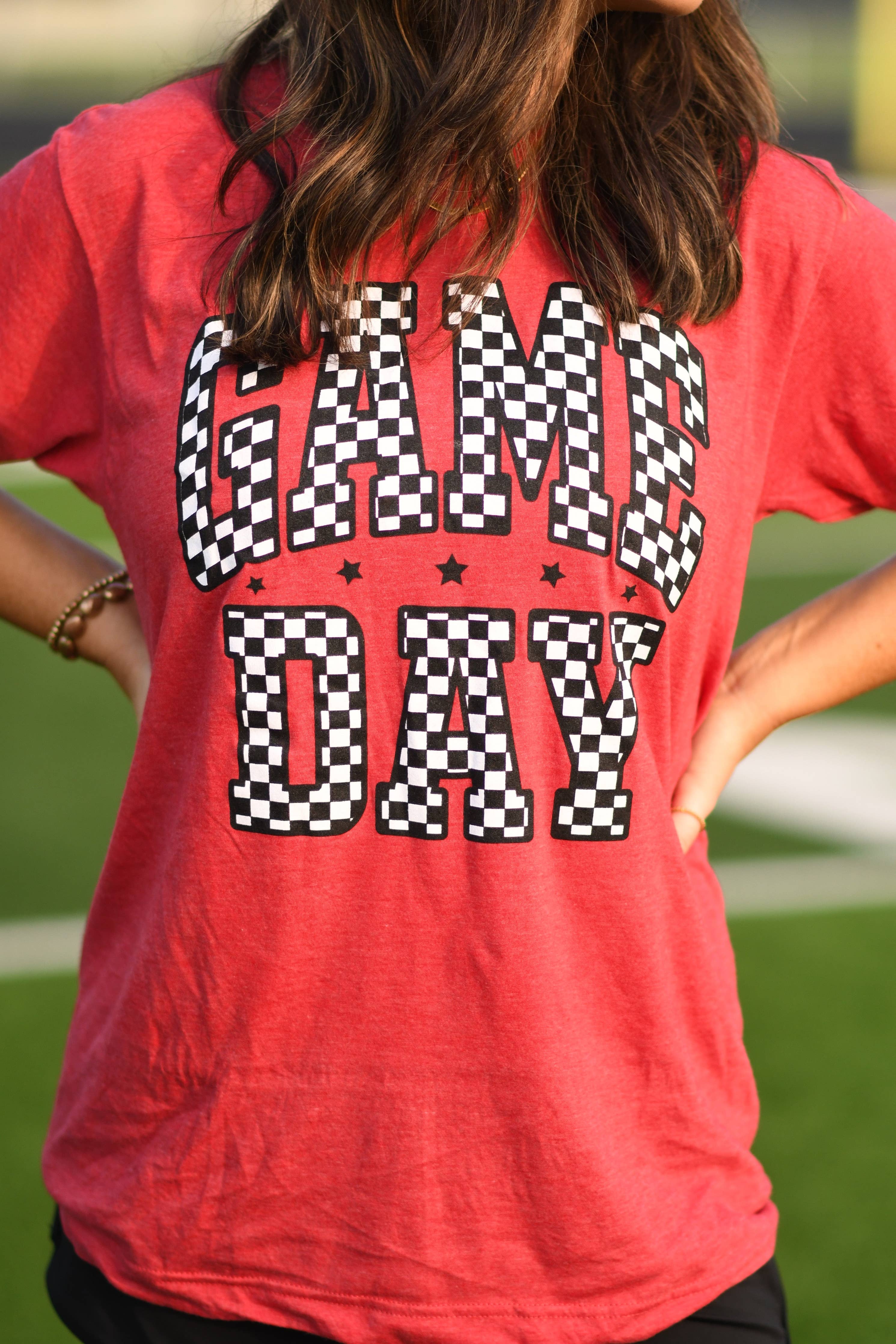 Red Checkered Game Day Tee