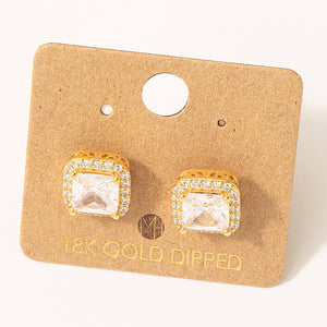 Square Rhinestone Stud Earrings